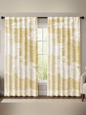 West Elm Etched Cloud Curtain Panels Set Of 2 46x84 Mustard Yellow